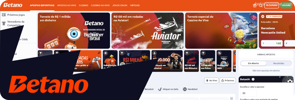 Visite o site oficial da Betano